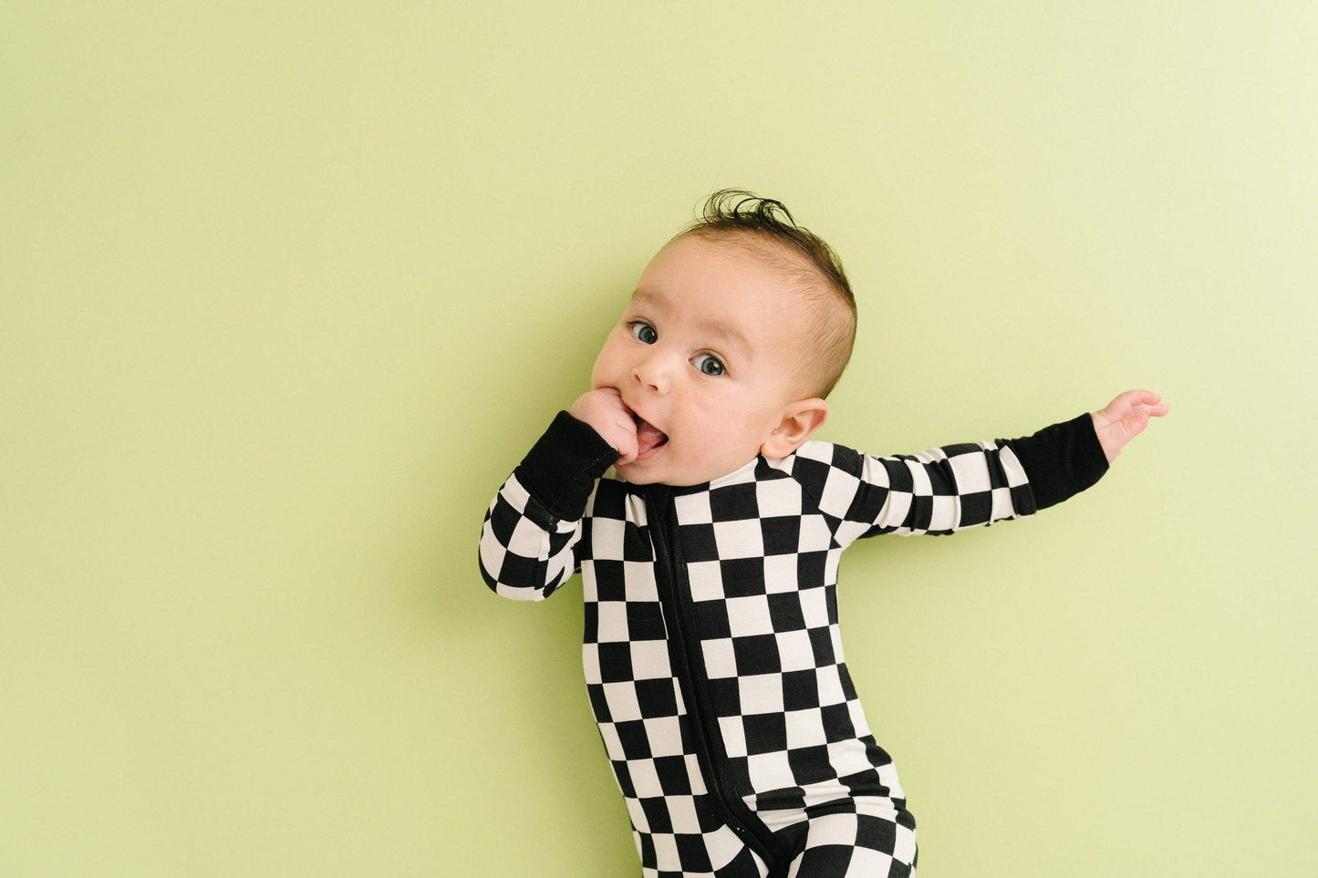 Bamboo Zip Pajamas | Black Checkered