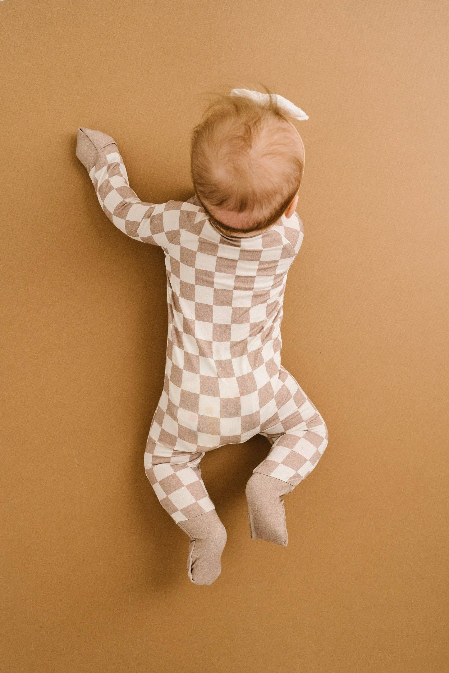 Bamboo Zip Pajamas | Beige Checkered