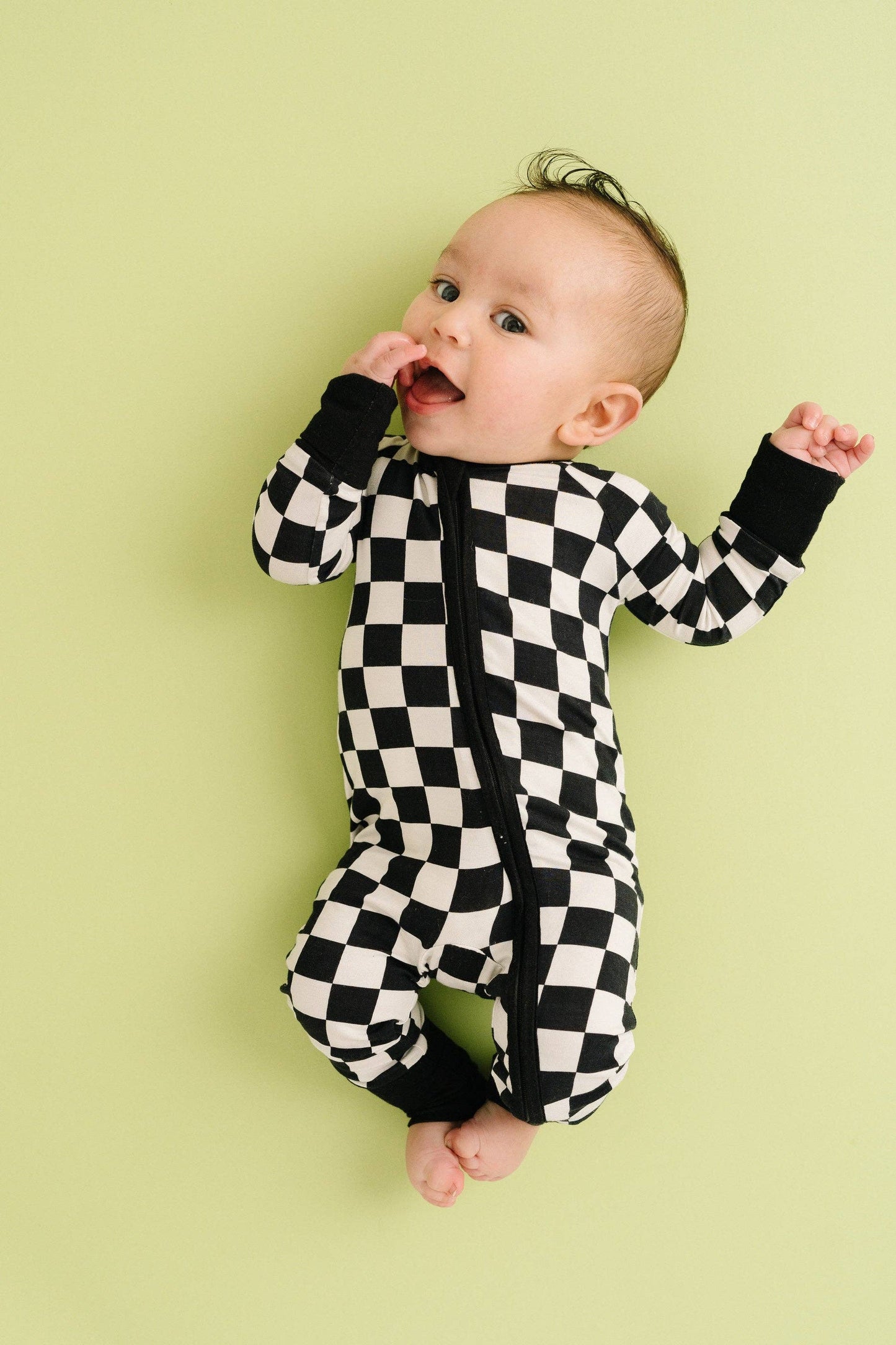 Bamboo Zip Pajamas  | Black Checkered