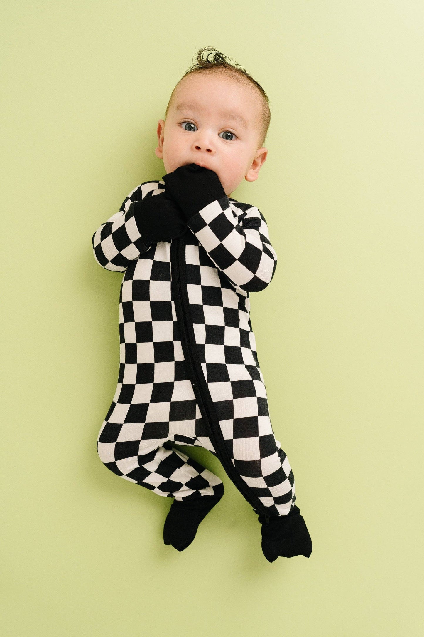 Bamboo Zip Pajamas  | Black Checkered